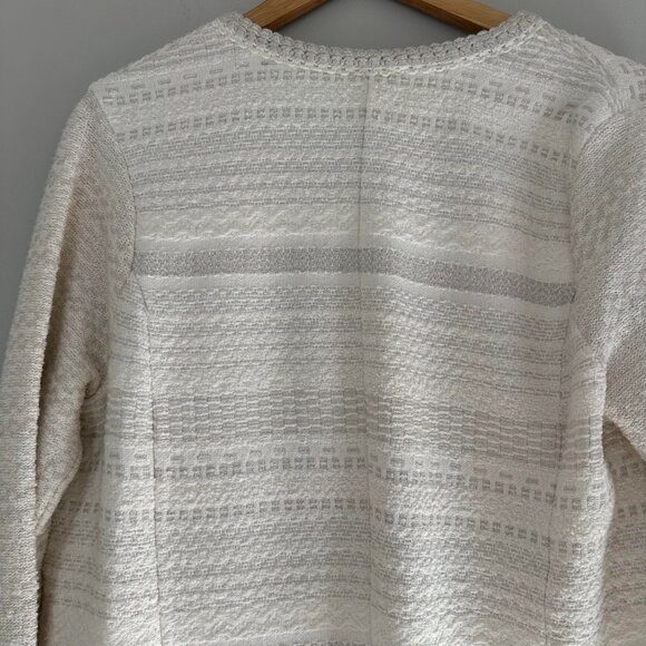 Talbots Metallic Stripe Textured Knit Open Front Cardigan Sweater - Petite Large - Picture 7 of 8